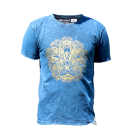 Stone Wash Tričko (M) - Hamsa - Modré