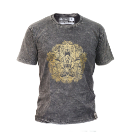 Stone Wash Tričko (M) - Hamsa - Tmavo Šedé