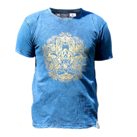 Stone Wash Tričko (L) - Hamsa - Modré