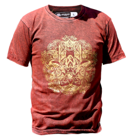 Stone Wash Tričko (XL) - Hamsa - Gaštanovo Hnedé