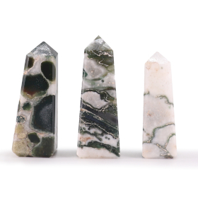 3x Drahokam Obelisk Hroty cca 5 cm - Machový Achát