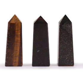3x Drahokam Obelisk Hroty cca 5 cm - Tigrie Oko