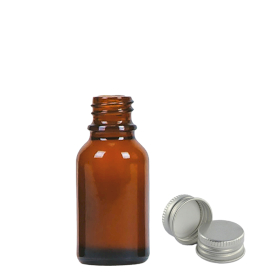156x 15 ml Fľaška z Jantárového Skla s Hliníkovým Uzáverom