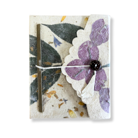 Stredný Zápisník z Lokta Papiera s Motívom Bugenviley (15 × 12 cm) – 45 Listov
