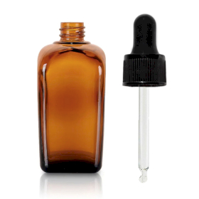 64x 50ml Jantárová Sklenená Alchymistická Fľaša s Pipetou