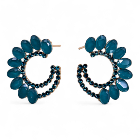 Modrozelené Náušnice - Vintage Sklo - Slučka