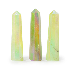 3x Drahokam Obelisk Hroty cca 9cm - Krištáľový Kremeň Aurora - Svetlozelený