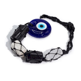 Závesný Kamenný Prívesok – Čierny Turmalín a Selenit – Uhrančivé Oko