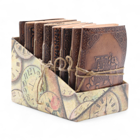 8x Sada Stredných Ezoterických Kožených Zápisníkov (5x3,5