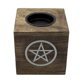 Veľká Štvorcová Aroma Lampa z Mangového Dreva - Pentagram