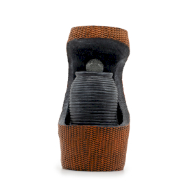 Veľká Stolová Fontána - 24x22x48cm - Krištáľová Guľa Meniaca Farbu v Gréckej Urne v Košíku