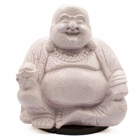 Tienidlo so Smejúcim sa Budhom - Levanduľové Popraskaný Efekt – Okrúhly Podstavec