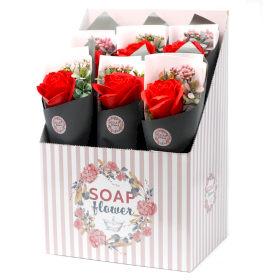 6x Mydlové kvety vo výstavnej krabičke - Kytica - Ruža