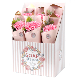 6x Mydlové kvety vo výstavnej krabičke - Kytica - Karafiát