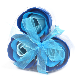 6x Sada 3 Mydlových Kvetov  - Svadobná Modrá