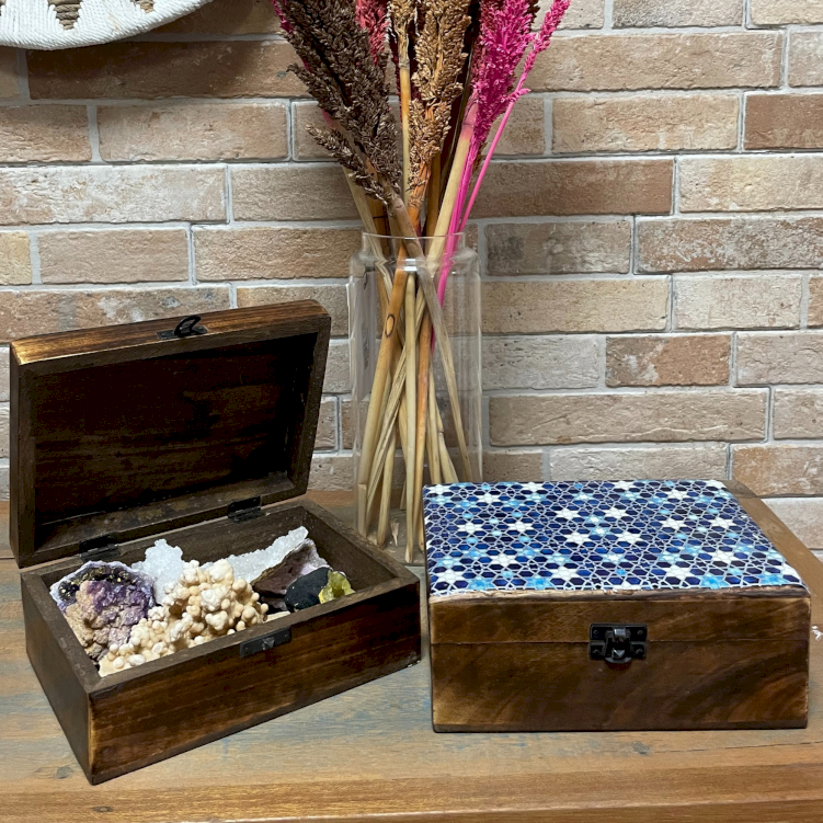 Drevené Krabičky s Keramickou Glazúrou 